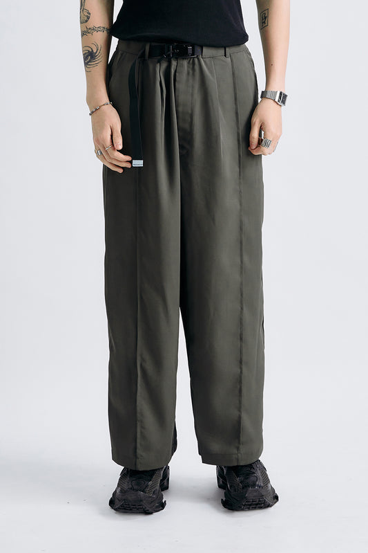 JIN Crane three-dimensional cut-out wide pants-grey green