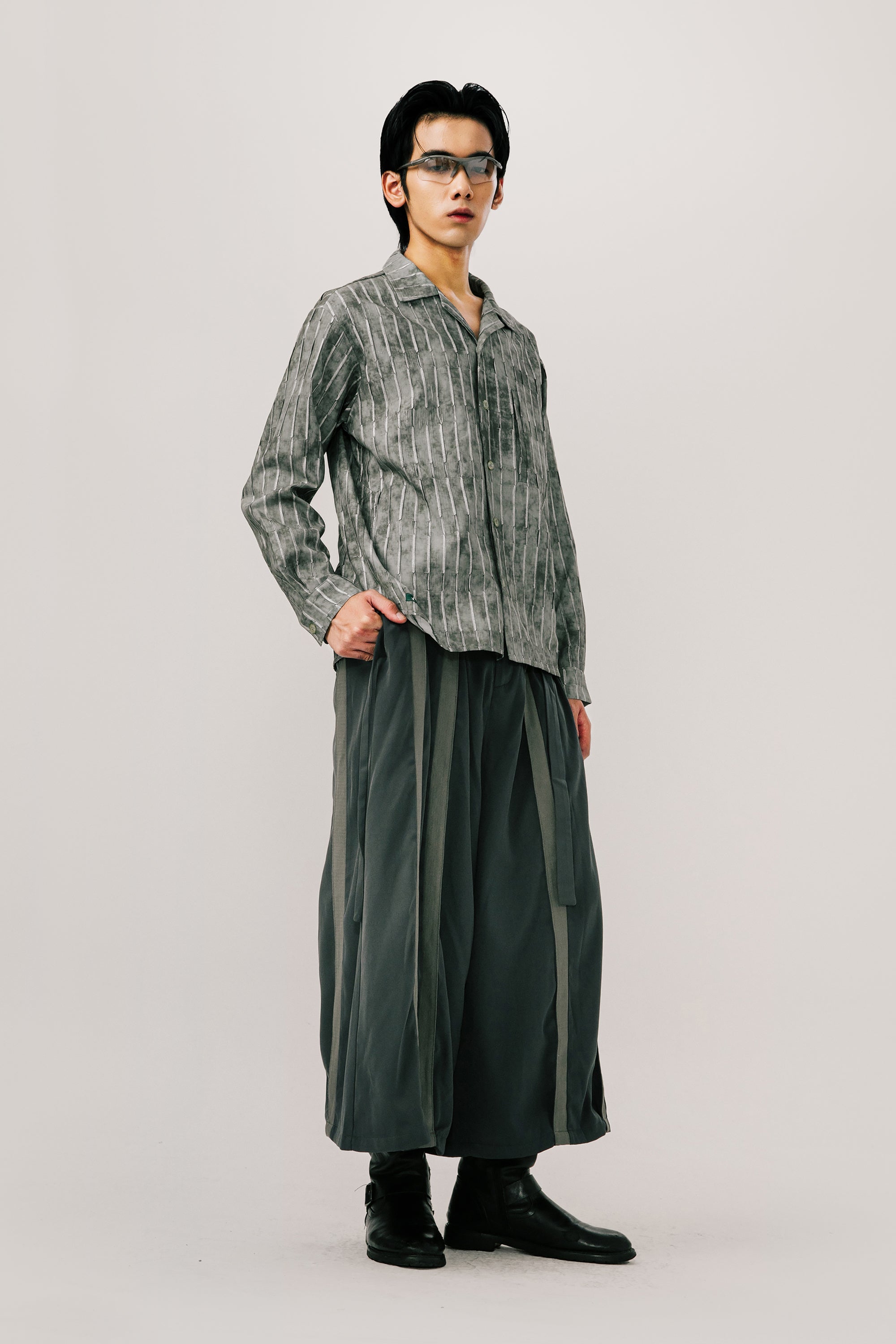 Ink Wash Foil-Print Washed Long Shirt (Ships 11/10)