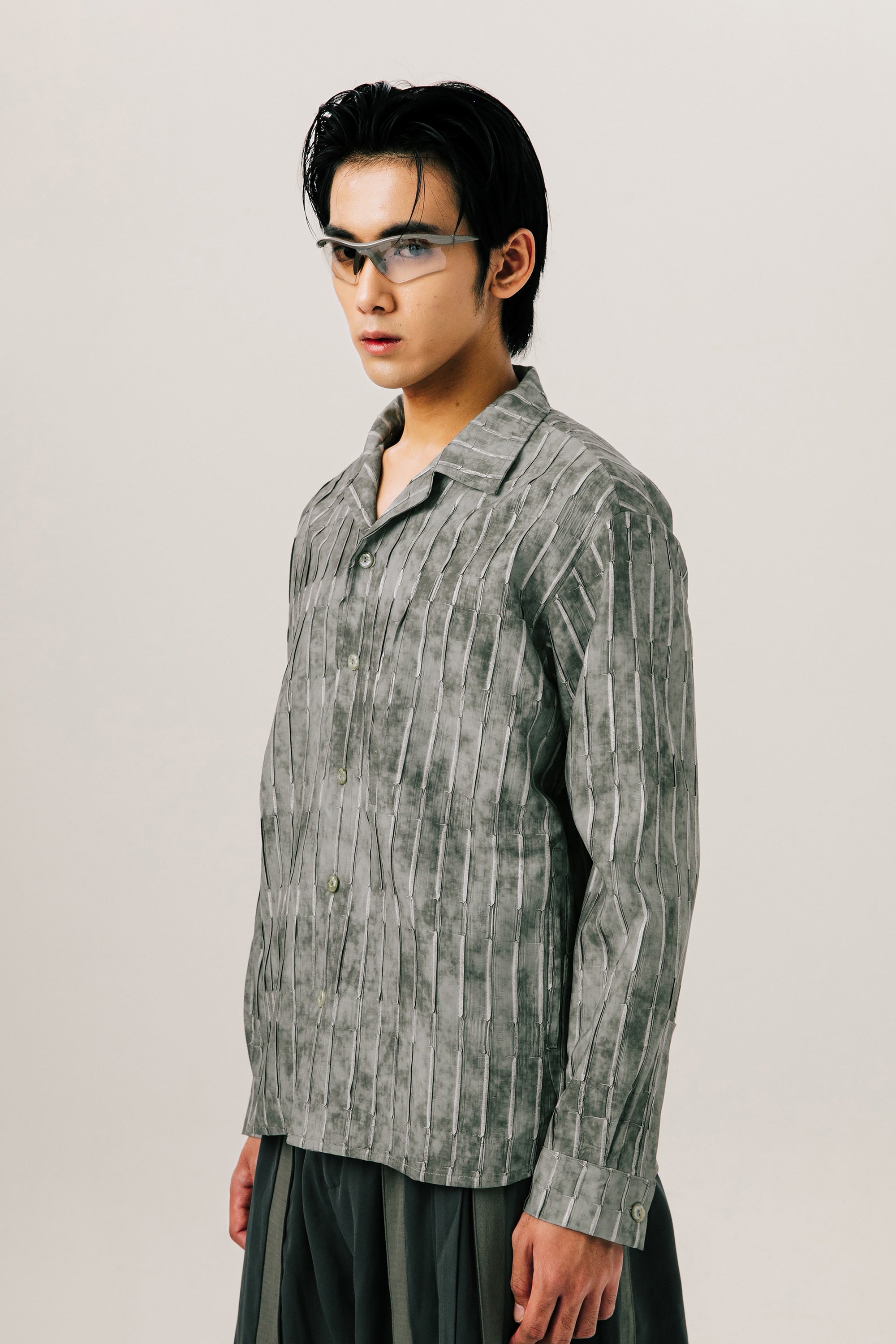 Ink Wash Foil-Print Washed Long Shirt (Ships 11/10)