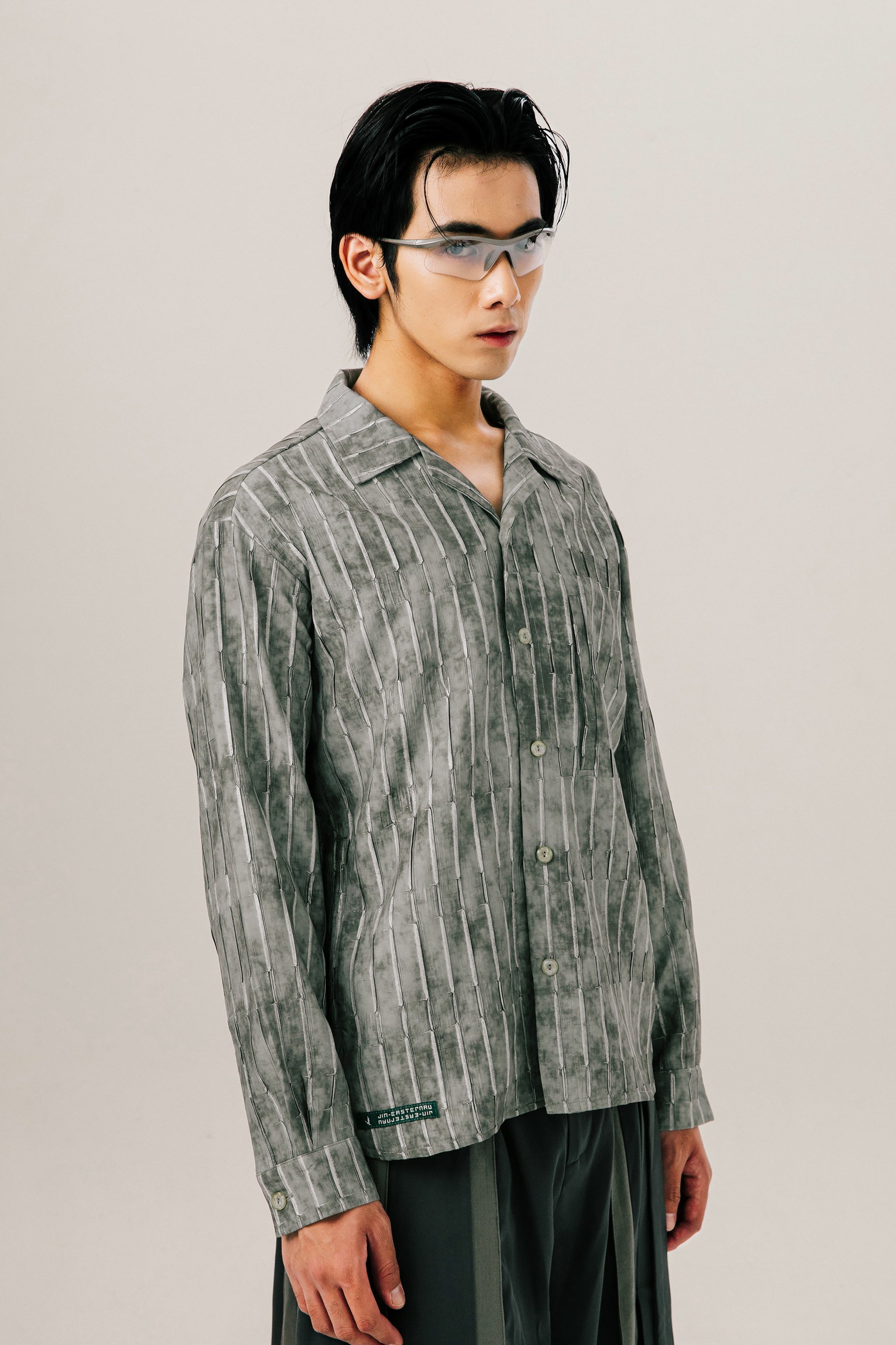 Ink Wash Foil-Print Washed Long Shirt (Ships 11/10)