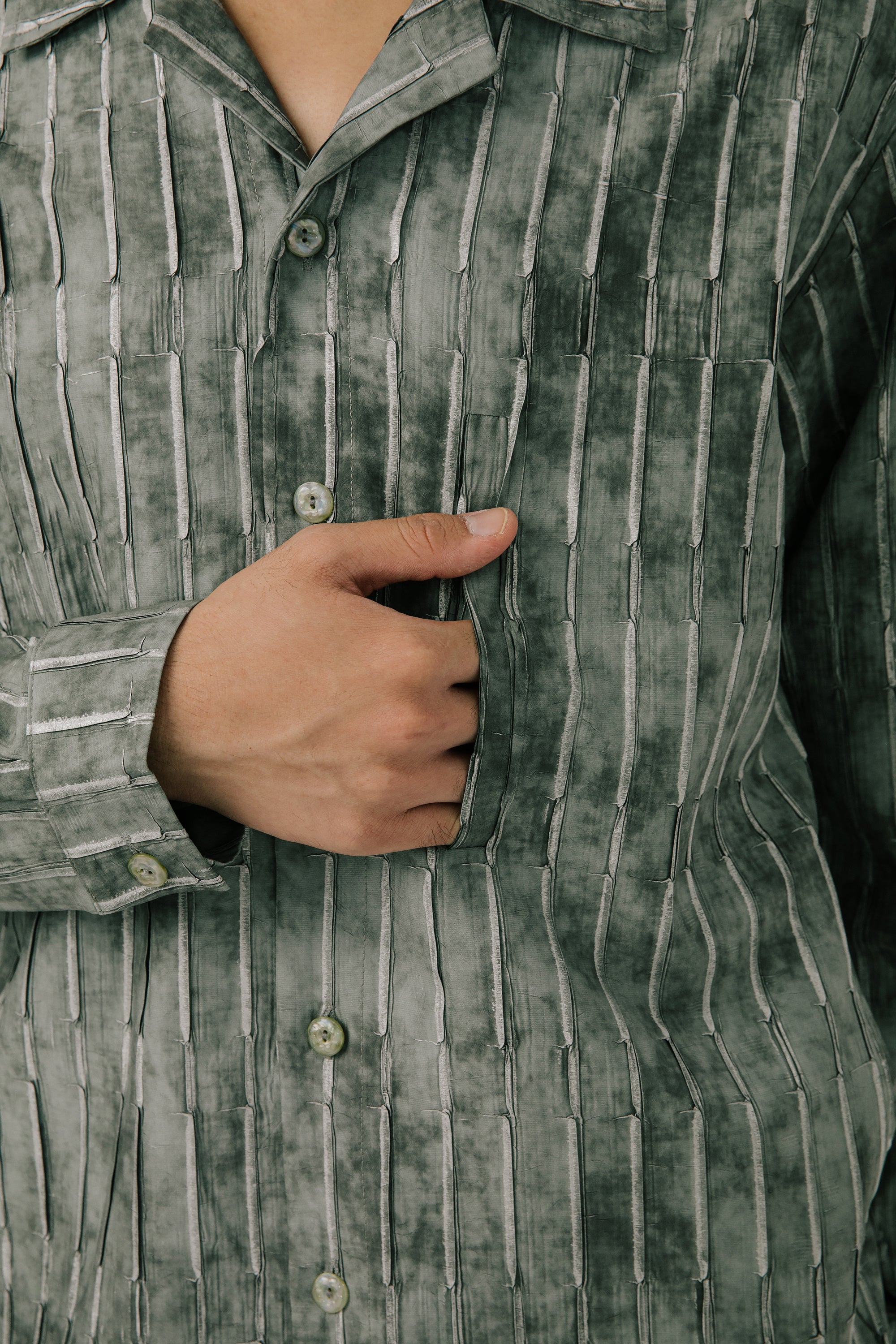 Ink Wash Foil-Print Washed Long Shirt (Ships 11/10)