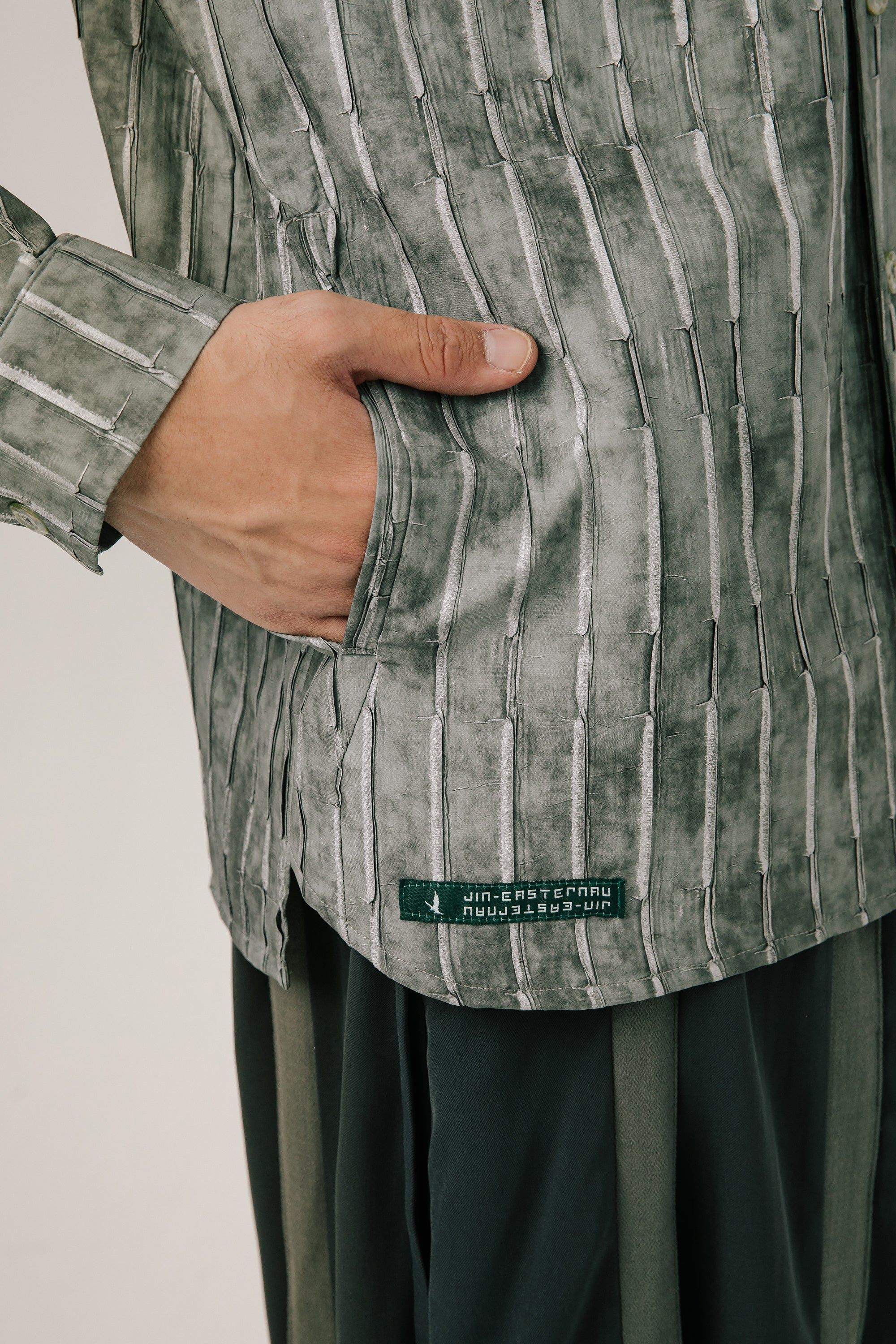 Ink Wash Foil-Print Washed Long Shirt (Ships 11/10)
